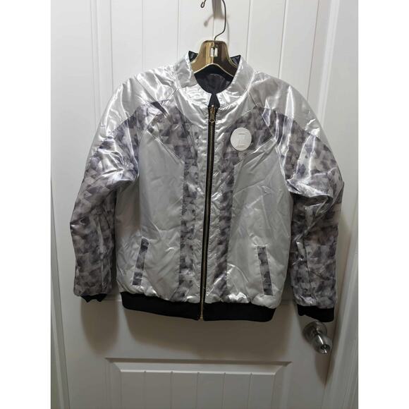 Disney Marvel Black Widow Reversible Jacket Kid Size 13 Red Black Silver Pocket - Picture 6 of 12